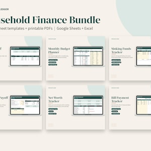 Budget Spreadsheet Bundle, Debt Payoff, Sinking Funds, Mortgage, Net Worth & Bill Trackers, Google Sheets, Excel image 1