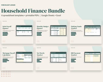 Budget-Tabellenpaket, Schuldenabbau, Tilgungsfonds, Hypotheken, Vermögens- und Ausgabenübersicht, Google Tabellen, Excel
