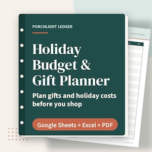 Budget- und Geschenkplaner für die Feiertage (Tabellenkalkulation), Weihnachtseinkaufs-Tracker, Google Sheets, Excel, druckbare PDF-Datei Bild 1