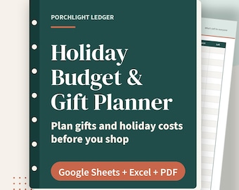 Budget- und Geschenkplaner für die Feiertage (Tabellenkalkulation), Weihnachtseinkaufs-Tracker, Google Sheets, Excel, druckbare PDF-Datei