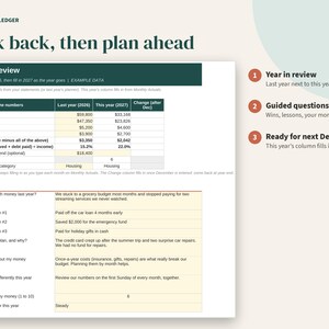 Jahresbudget- und Finanzzielplaner 2027, Jahresrückblick-Tabelle, Google Sheets, Excel, PDF Bild 4