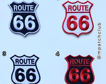 Route 66 Patch Classic Retro Car Biker Motorcycles Fashion Embroidery Art Sign Emblem Applique DIY Sew Iron on Clothes Jeans Jacket backpack