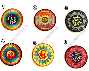 #03 OM AUM DESIGN SYMBOL HINDUISM Embroidered Iron on Patch Free Postage