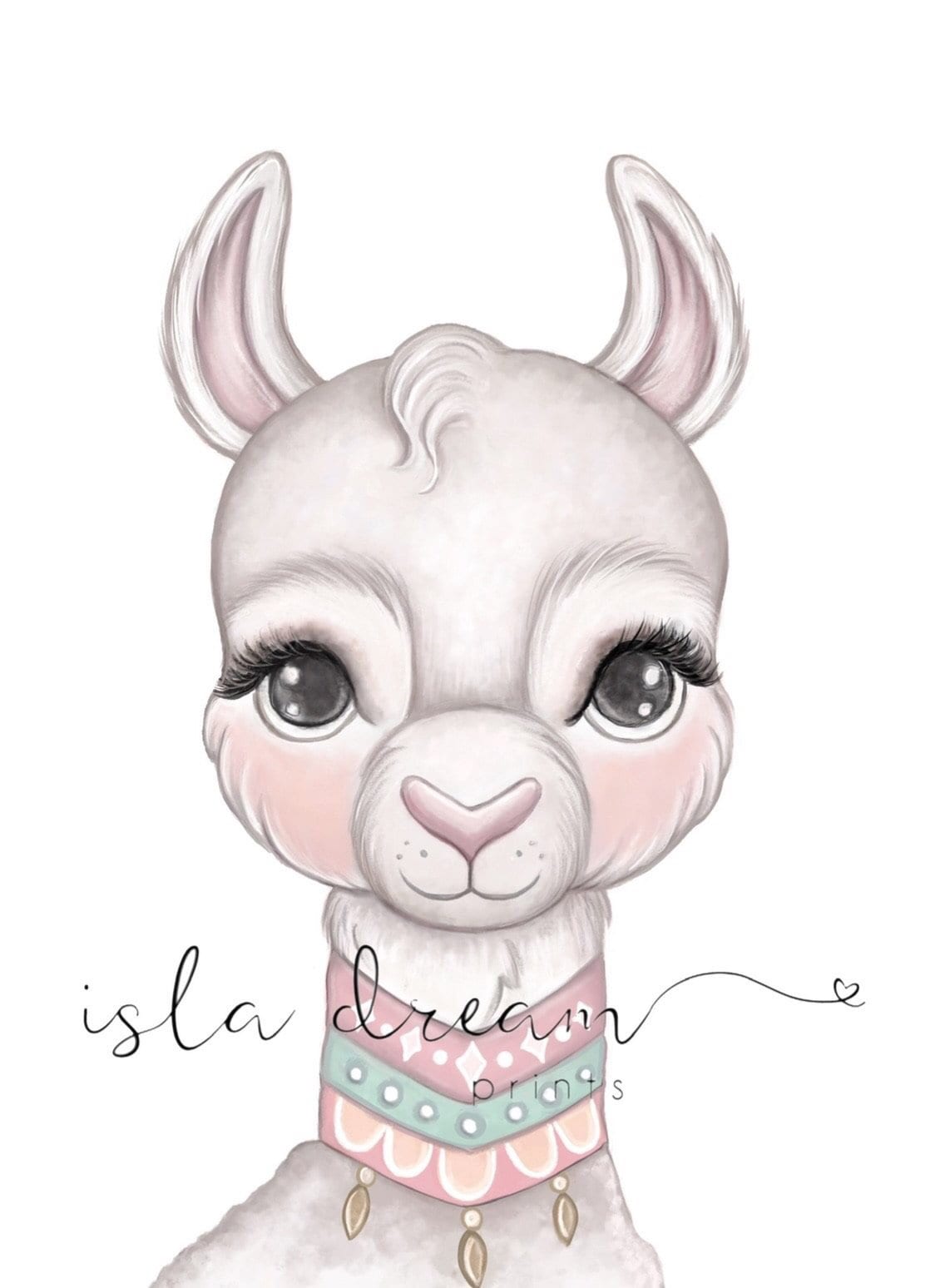 Llama Girl Art Print Etsy