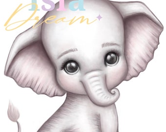 Digitales Kinderzimmer Kunstwerk - Elefant Druck