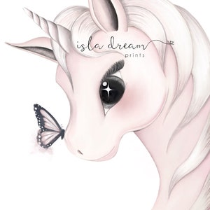 Mila - orientación izquierda. Impresión de arte unicornio