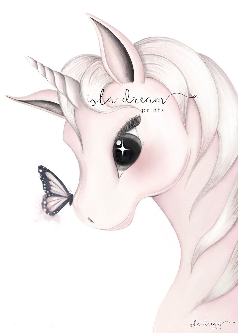 Mila left facing. Unicorn Art Print image 1