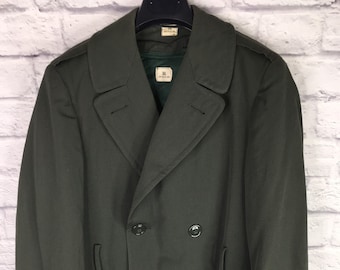 US Gov Issue Overcoat AG44 Wool Gabardine Lined Army Parka Green