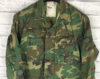 Vintage 1969 Vietnam Slant Pocket ERDL Camo Poplin Jungle