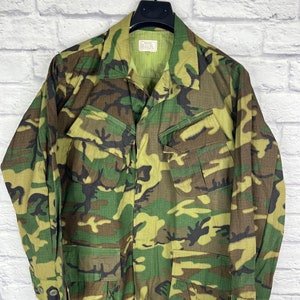 Vintage Vietnamkrieg ERDL Dschungel Fatigue Jacke Größe: M - Kurz, Militär Jacke, Armee Jacke, Camo Jacke
