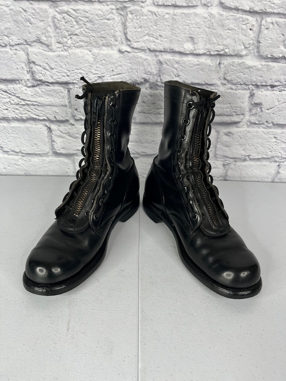 個人装備 ATTACHMENT VAQUETA LEATHER COMBAT BOOTS Vietnam Issue Black Leather Combat Boots W/ Zippers Size: 7R