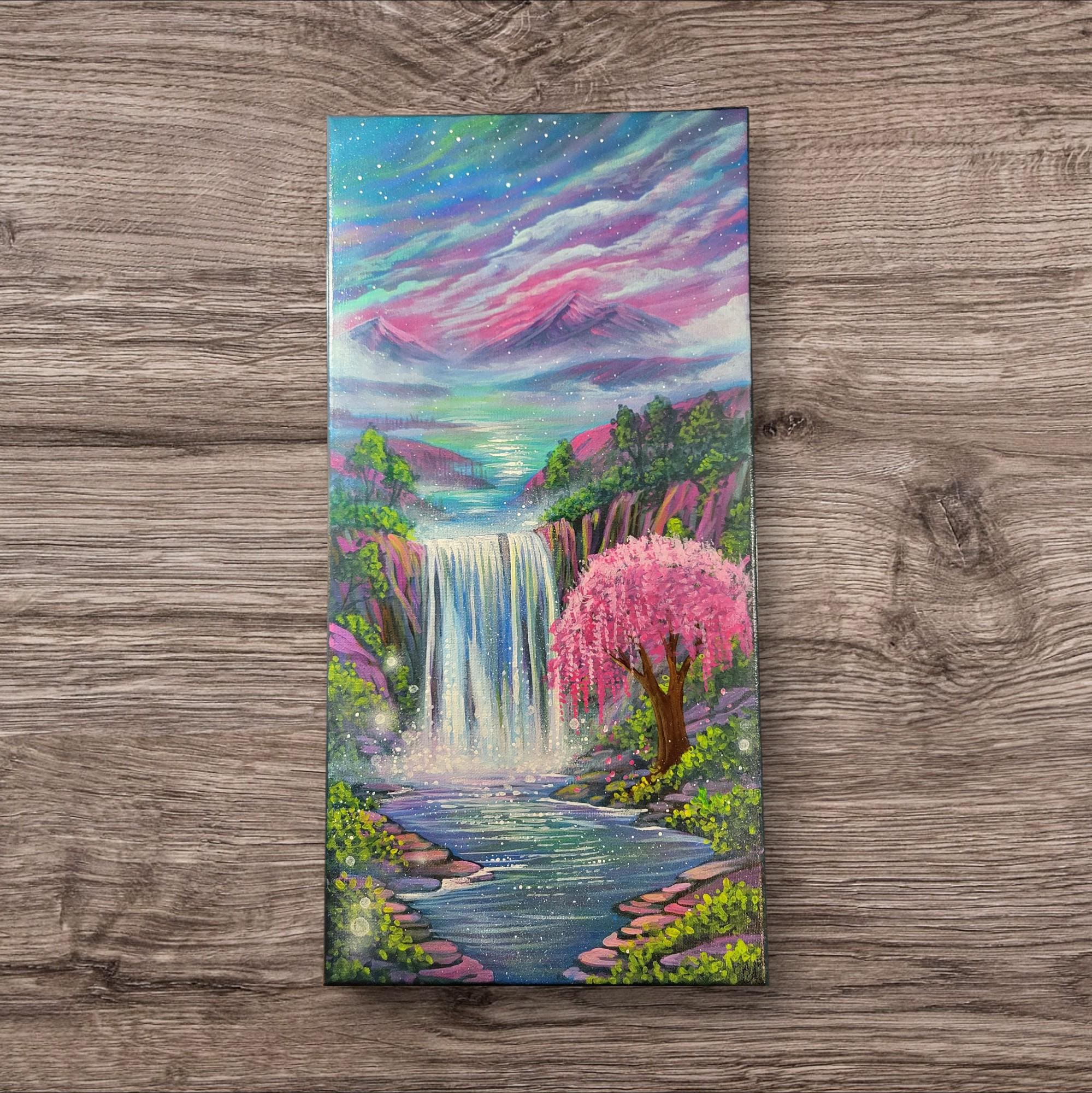 Original Waterfall of Dreams – 10x20 Original Acrylic Painting - Etsy
