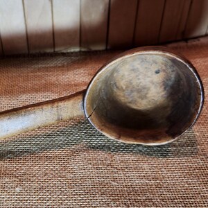 Antique Woodlands Indian American Deep Ladle Stew Spoon Dipper Tiger Maple Primitive Antique