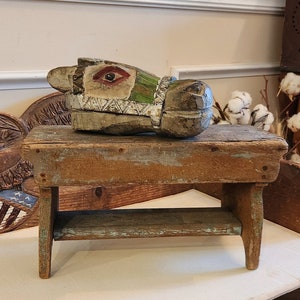 Folk Art Antique Wood Carved Horse Head in Original Paint Primitive Antique