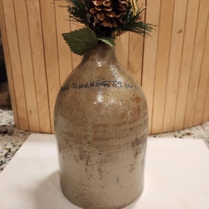 Antique Stoneware Jug "The Worchester Market" Primitive Antique