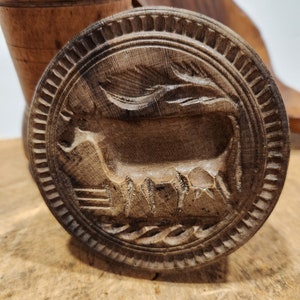 Large Antique Cow Butter Print Stamp Mold Primitive Antique