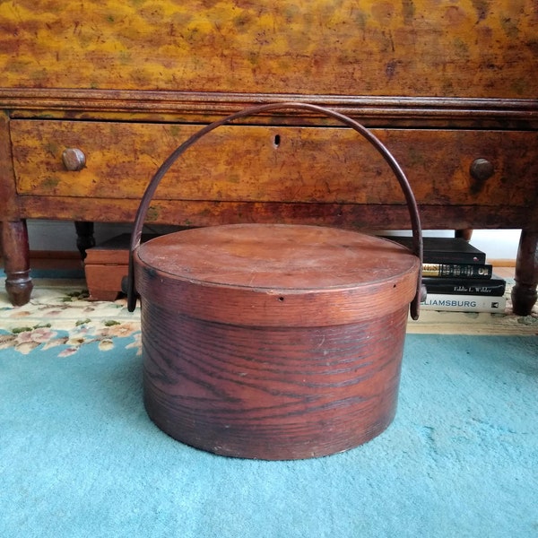 Large Bentwood Wood Pantry Box with Wide Wood Handle Primitive Antique