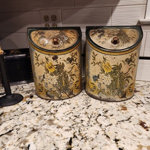 One Tin Country Store Canister Primitive Antique Two Available