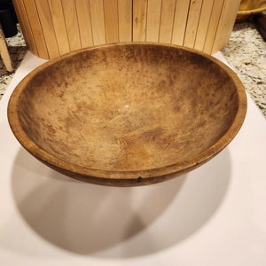 Antique 13-inch Diameter Maple Wood Bowl Primitive Antique