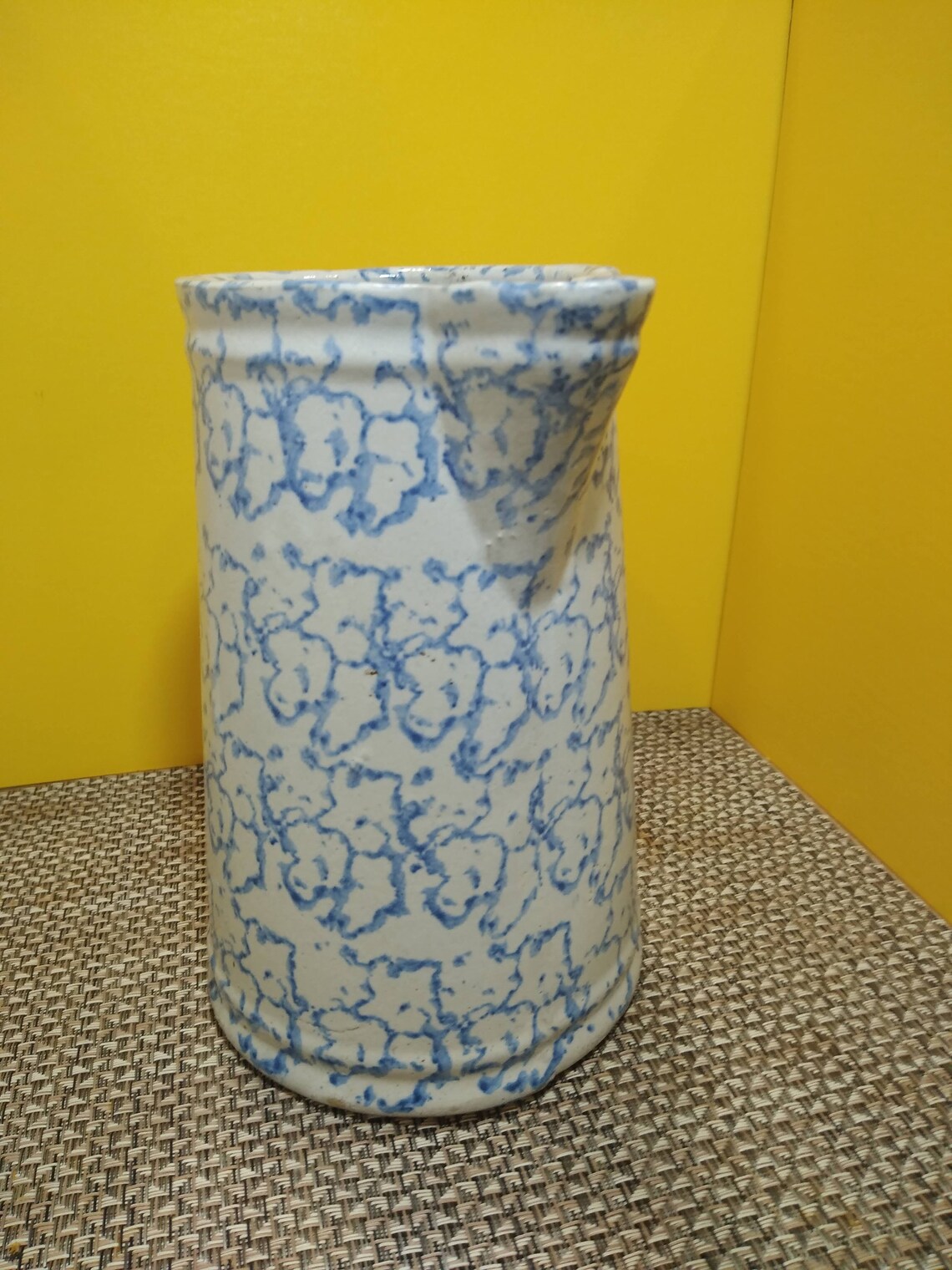 Antique Blue and White Spongeware Spatterware Stoneware Etsy