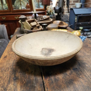 Antique 15 Inch White Pine Wood Bowl Primitive Antique