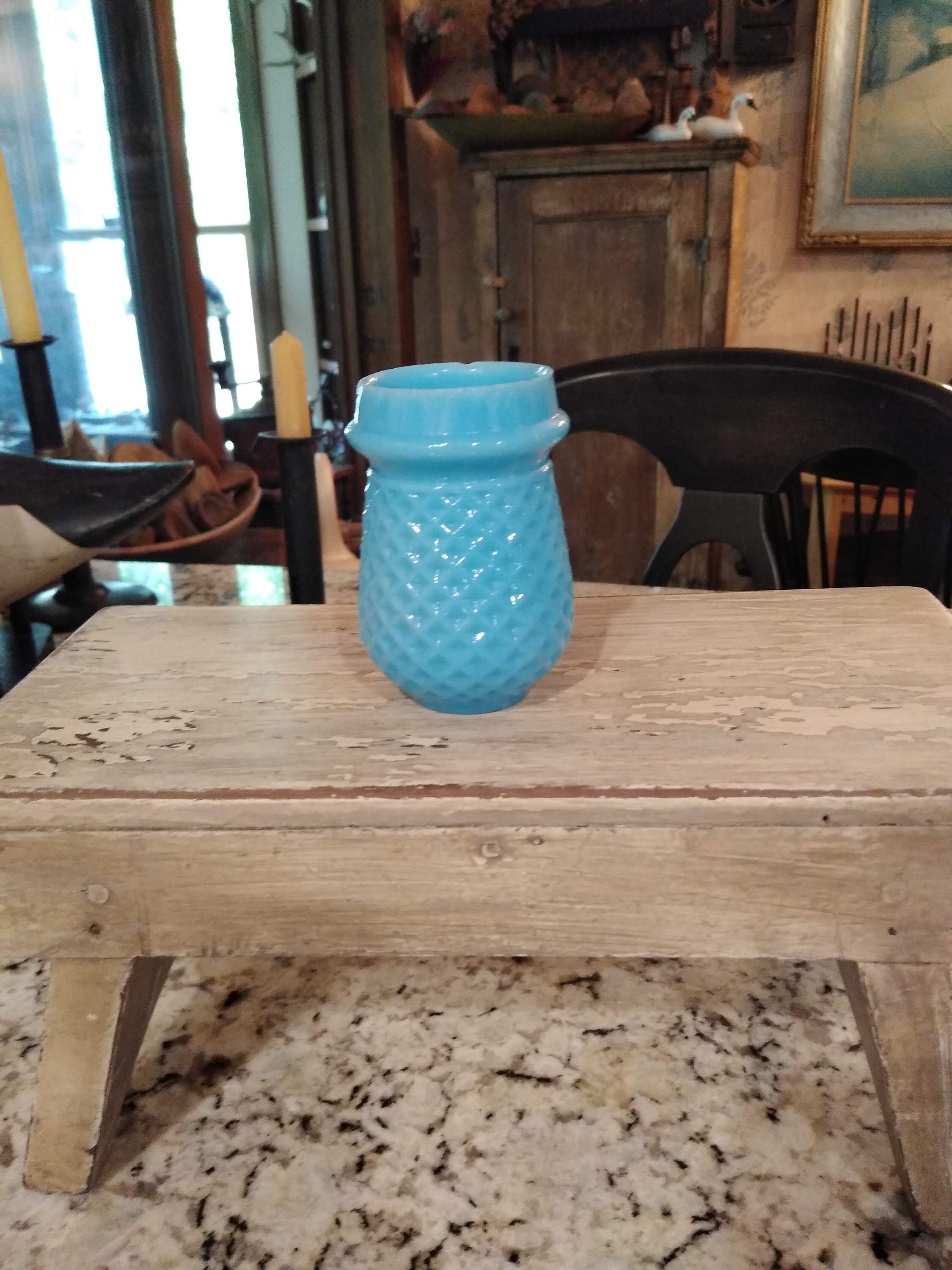 Antique Victorian Blue Milk Glass Christmas or Fairy Lamp Etsy