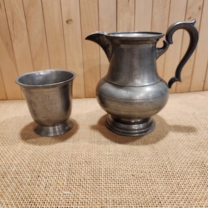 Pewter Reed and Barton Reproduction Cream and Pewter Sugar Primitive Antique