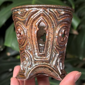 3 &quot;Mini Metallic Kupfer Gold Braun Keramik Orchidee Pflanztopf mit Gothic Motiv Löcher