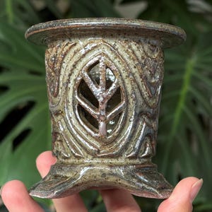 2&quot; Micro Mini Green Beige Grey Ceramic Orchid Planter Pot with Leaf Holes
