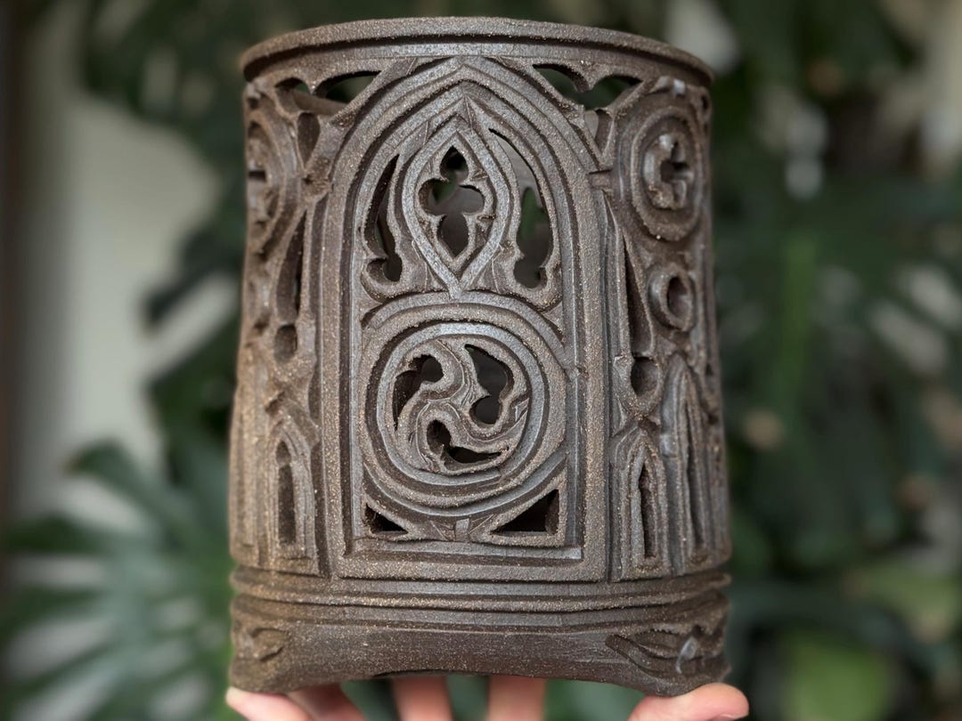 Gothic Rectangular Pot Handmade Gothic Ceramic Orchid Planter Pot - Dark Grey Unglazed - Etsy