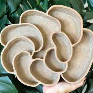 Handmade Unglazed Beige Ceramic Stoneware Pottery Organizing Tray for Small Items