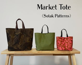 Market Tote, THREE SIZES, pdf sewing pattern, bag pattern, instant download, sotak handmade, diy, sewing, tote bag, shopping bag, shopper