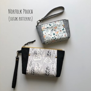 Bolso Norfolk, patrón de costura en dos tamaños, videotutorial, patrón en pdf, descarga instantánea, bolso con cremallera, bolso de mano, patrones sotak, coser, clutch