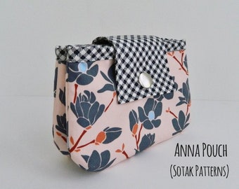 Anna Double Zipper Pouch, pouch pattern, PDF sewing pattern, instant download, sew, two zippers, coin pouch, unique, sotak patterns, diy