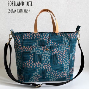 Portland Tote, pdf naaipatroon, taspatroon, instant download, ritszak, sotak patronen, sotak handgemaakt, diy, tas, portemonnee, naaien, naaien afbeelding 2