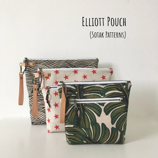 Elliott Pouch, three sizes, tall two zip pouch, pdf pattern, instant download, sewing pattern, zipper bag, project bag, sotak patterns, sew