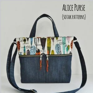 Patrón de bolso Alice, descarga instantánea, patrón en pdf, costura, patrones, coser, bolso, bolsillo con cremallera, patrones sotak, bolso de mano, bricolaje, único