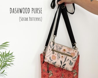 Dashwood Purse Sewing Pattern + video : Two Sizes, Zipper Closure, Crossbody Bag (PDF, instant Download)