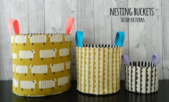 Nesting Buckets, PDF, Sewing Pattern, Three Sizes, Instant Download,  Pattern, Storage, Soft Storage, Diy, Toy Box, Project Bag, Organization 
