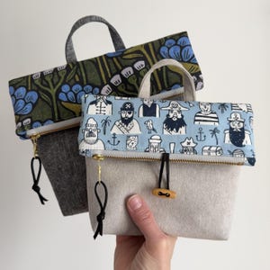 Malmo Foldover Clutch Sewing Pattern + video tutorial: Two Sizes (PDF Instant Download)