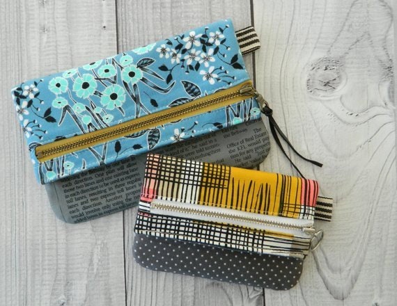 Foldover Zipper Pouch Change Purse Coin purse Small Foldover Clutch Zipper Pouch
