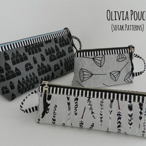 Olivia Pouch, pdf pattern, zipper pouch in three sizes, instant download, three sizes, dopp kit, toiletry bag, make up, pencil, bag, diy