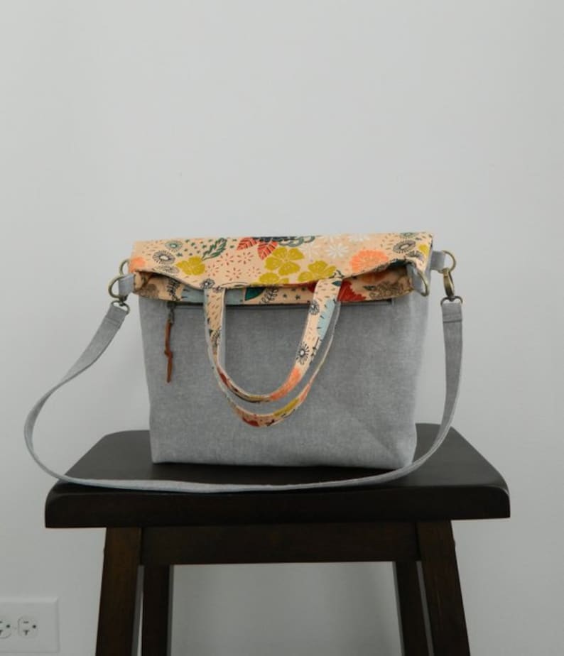 Megan Foldover Tote, PDF sewing pattern, instant download, purse, tote bag, bag, zipper pocket, sotak patterns, removable strap, diy, sew image 6