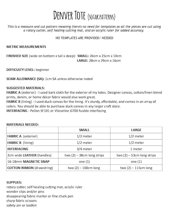 Denver bag pattern clearance