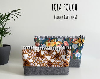 Lola Zipper Pouch, DEUX TAILLES, PDF, patron de couture, modèles imprimables, téléchargement instantané, patron, pochette à fermeture éclair, trousse de maquillage, couture, bricolage