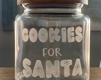 Cookies for Santa! Hand-etched cookie jar let's you see the goodies and keep them fresh