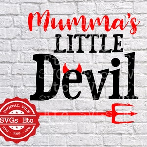 Mumma's Little Devil - Halloween - Dzieci - Zabawne - SVG - PNG - JPG - Pobieranie cyfrowe - Sylwetka - Cricut - Naklejka - Winyl - Scrapbooking