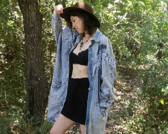 Vintage 80's oversized denim jacket in light acid wash