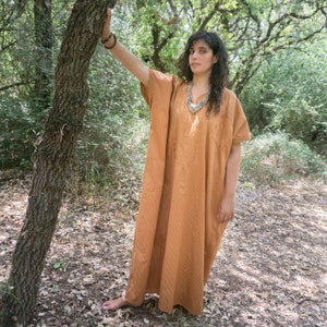 Vintage 70's silky orange kaftan dress image 1