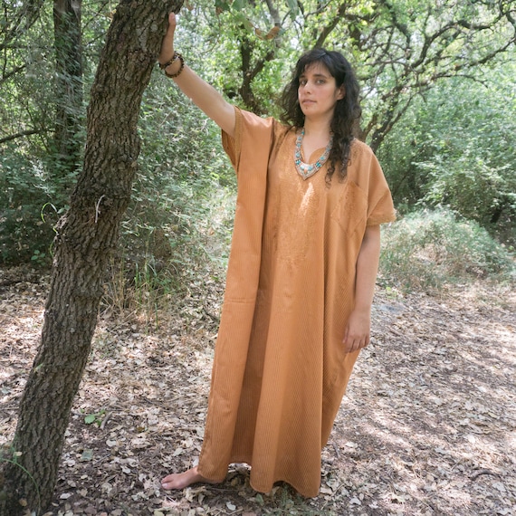 Vintage 70's silky orange kaftan dress - image 1